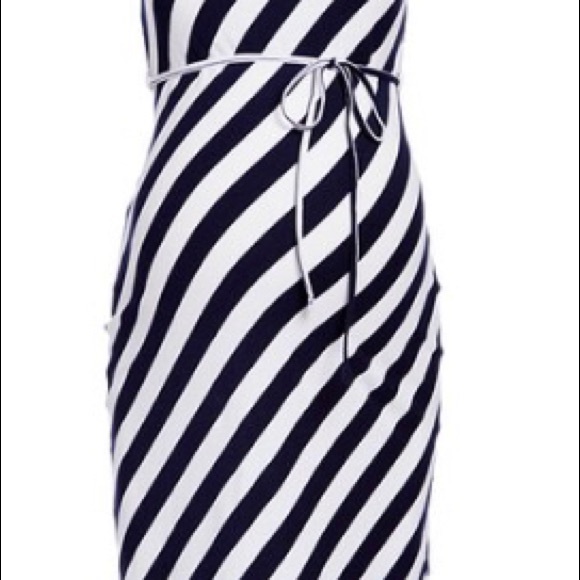 Navy/White stripe sleeveless maternity maxi - Picture 3 of 3